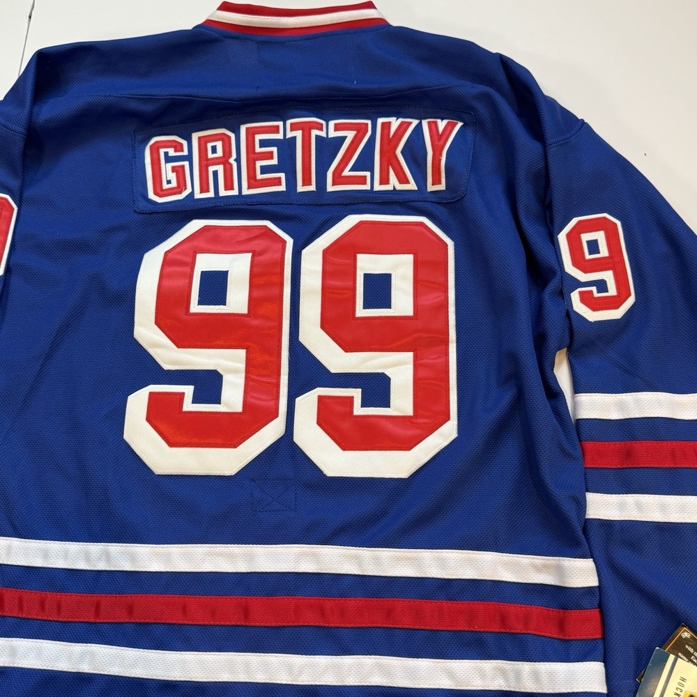 Vintage New York Rangers Jersey Mens 52 Blue Wayne Gretzky NHL Hockey Canada - Picture 7 of 10
